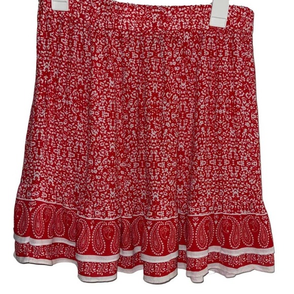 AVA CHRISTINE RED WHITE FLORAL PAISLEY SKIRT MEDIUM - Picture 2 of 4